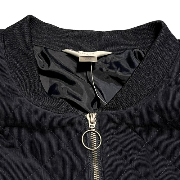 Christopher and Banks Navy Quilted Bomber Jacket with brushed metal zipper 2x - Picture 3 of 6